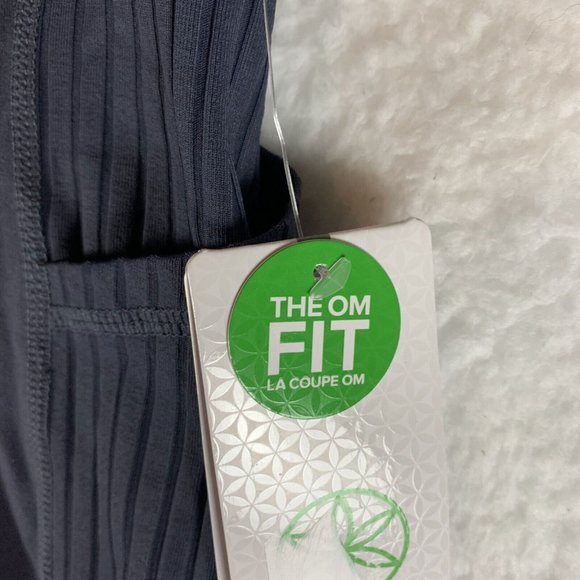 Gaiam Graphite Vibe Rib Mix 7/8‎ Leggings Women's Large Blue High-Rise Yoga 6943 - Picture 3 of 9